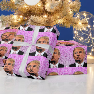 DE PRESENTE DONALD TRUMP GLITTER CHRISTMAS KISS WRAPPING PAPEL