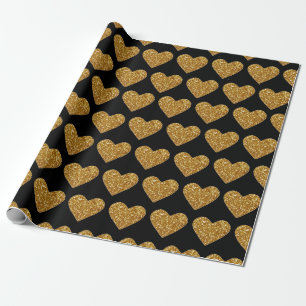De Presente Dourado brilho Corações Enrolando Papel