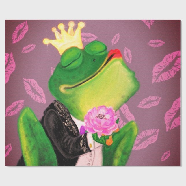 De Presente Engraçado Sapo Príncipe Envolvendo Papel (Aberto)