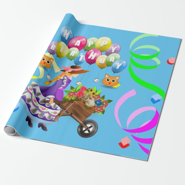 De Presente Feliz Aniversário do Papel Vitoriano (Desenrolado)