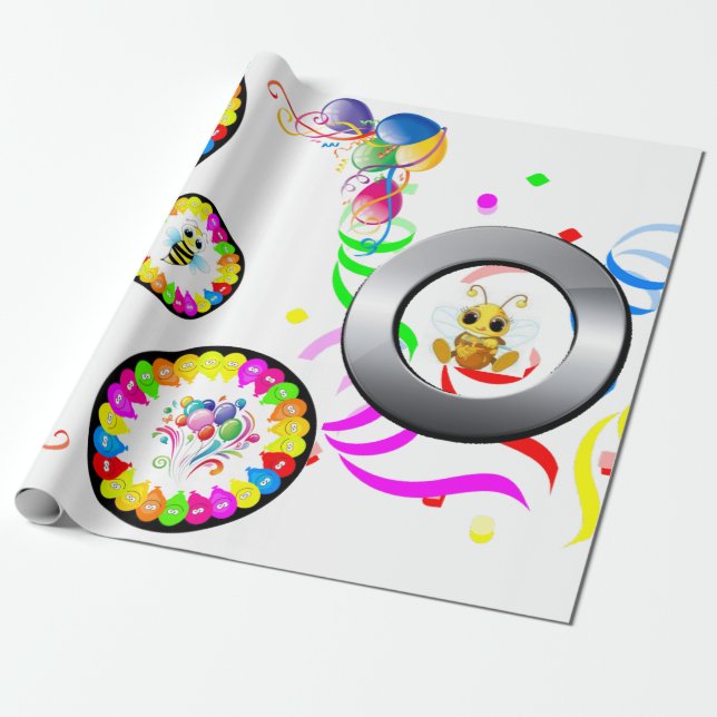 De Presente Feliz Aniversário Enrolando Papel Bumblebee (Desenrolado)