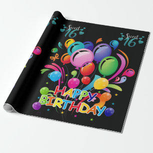 De Presente Feliz Aniversário Enrolando Papel Doce Dezesseis