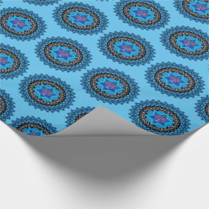 De Presente Feliz Hanukkah com papel azul menorah