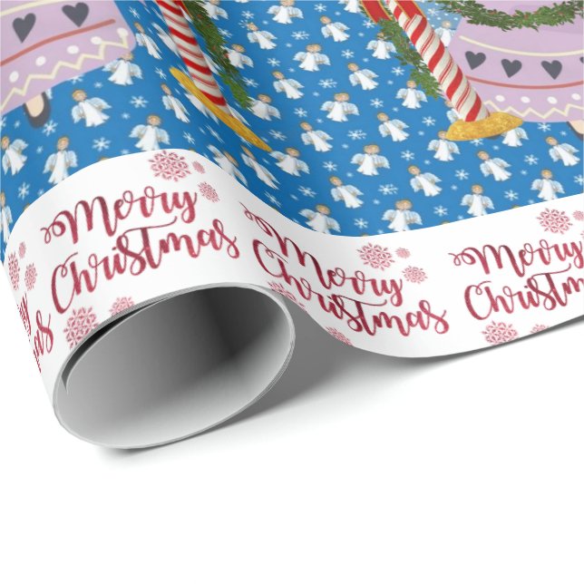 De Presente Feliz Natal Molhando Papel Angel Blue (Ponta do rolo)