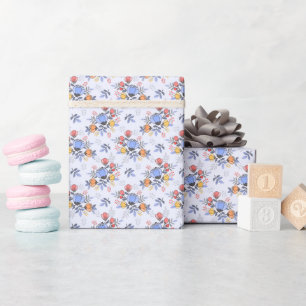 De Presente Flores Desenhadas À Mão Branca Enrolando Papel