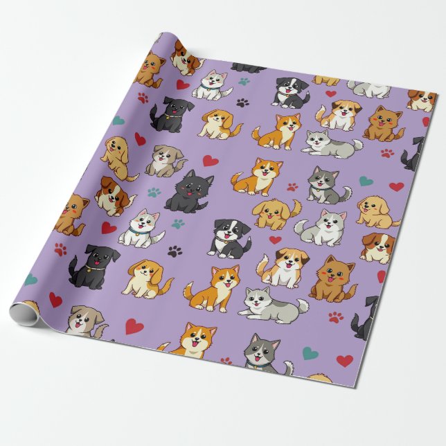 De Presente Gatinhos e Cuppies que embrulham papel (Desenrolado)