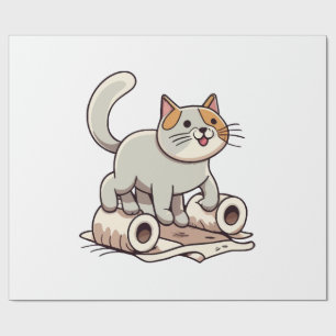 De Presente Gato Brincando com Papel Higiênico