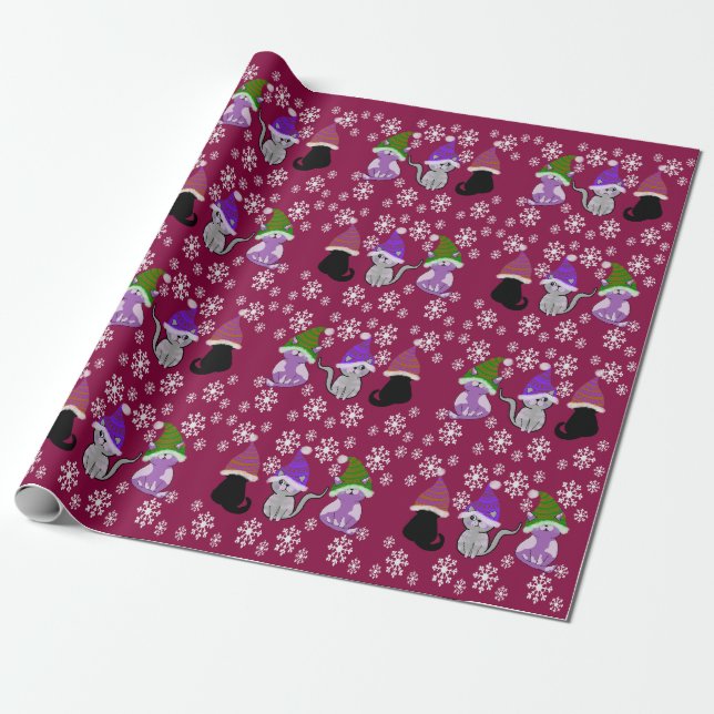 De Presente Gato gatinho odeia papel roxo embrulhando papel (Desenrolado)