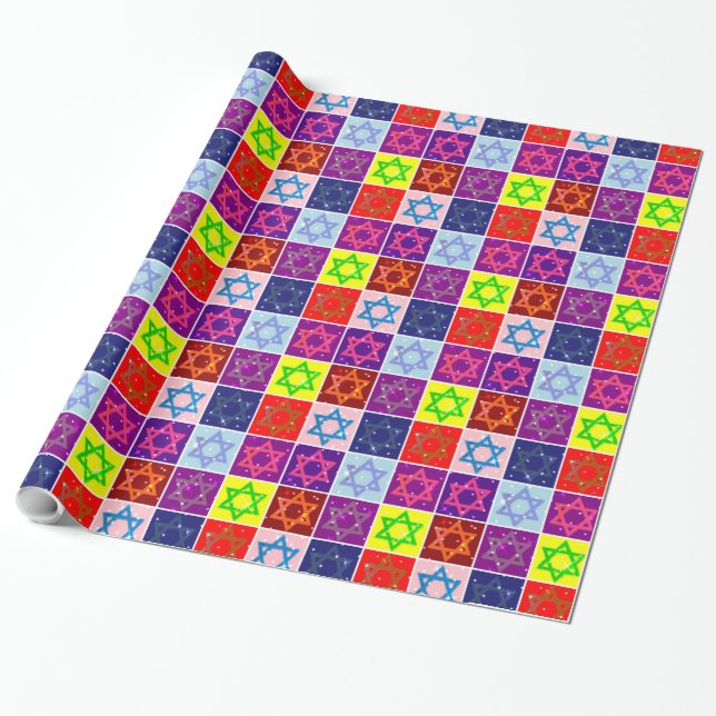 De Presente Giftwrap - Estrelas judaicas - Papel Giftwraps (Desenrolado)