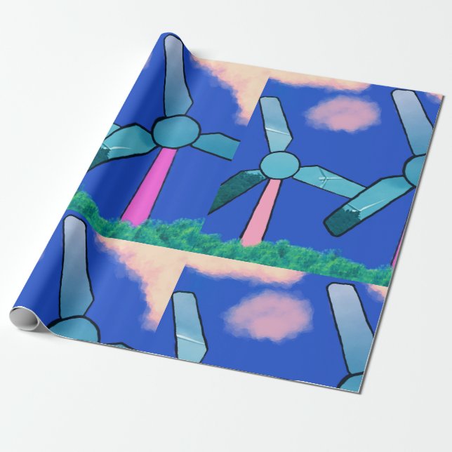 De Presente Kawaii Windmill Dreams embrulhando papel (Desenrolado)