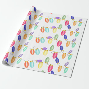 De Presente Luzes coloridas retro-cordas embrulhando papel