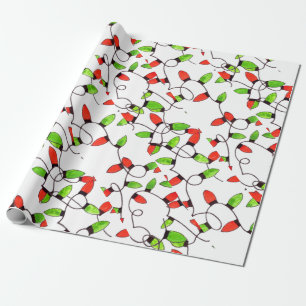 De Presente Luzes coloridas retro-cordas embrulhando papel
