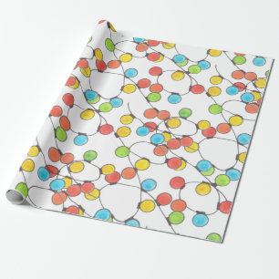 De Presente Luzes coloridas retro-cordas embrulhando papel