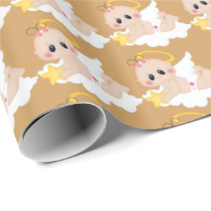 De Presente Menina Anjo embrulhando papel