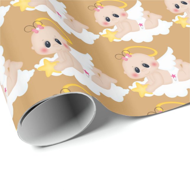 De Presente Menina Anjo embrulhando papel (Ponta do rolo)