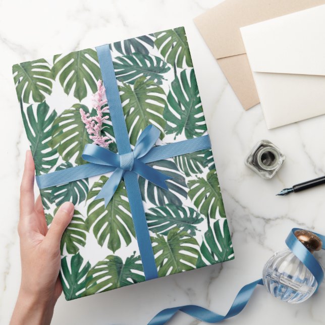 De Presente Monstera Palm Tropical Leaves Molhando Papel (Presentear)