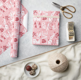 De Presente Palavras Festivas Papel para Molho Rosa e Vermelho