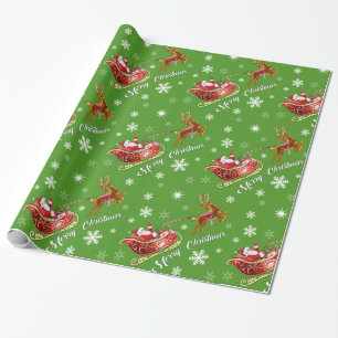 De Presente Papais noeis e papel para enrolar. Verde brilhante