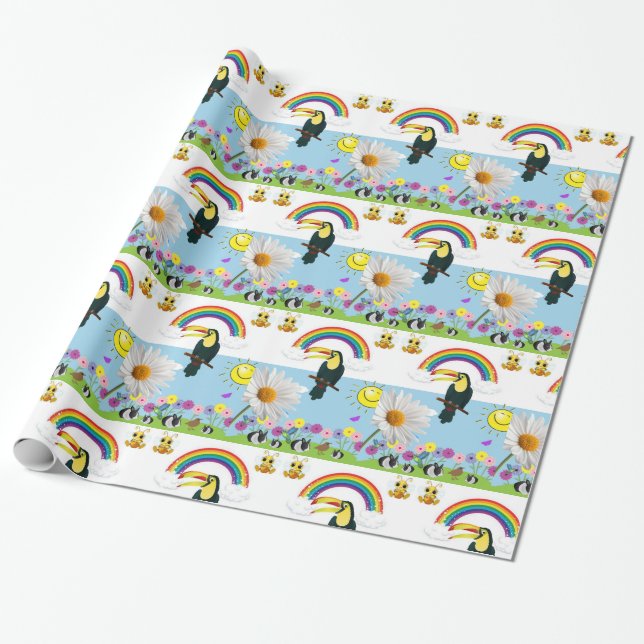 De Presente Papel Brilhante, Arco-Íris, Coelhos Sun (Desenrolado)