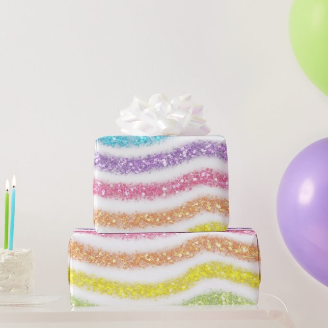 De Presente Papel Brilhante Arco-Íris Pastel (Presentes para festas)