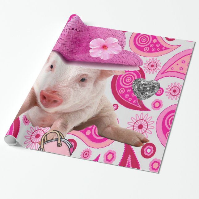 De Presente Papel Brilhante, Corações Prateados Rosa (Desenrolado)