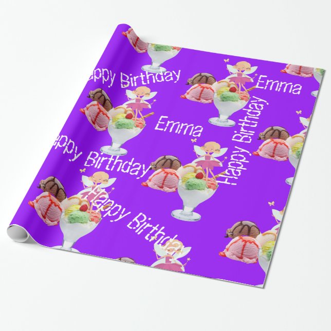 De Presente Papel Brilhante, Feliz Aniversário Fada (Desenrolado)