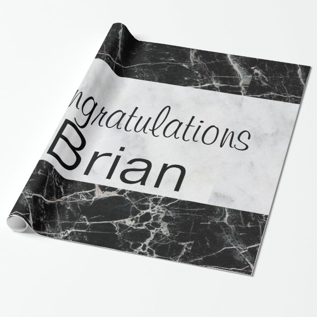 De Presente Papel brilhante, mármore preto e branco (Desenrolado)