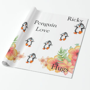 De Presente Papel Brilhante, Pinguim Amor Floral