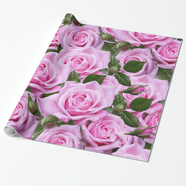 De Presente Papel Brilhante, Rosas Rosa (Desenrolado)