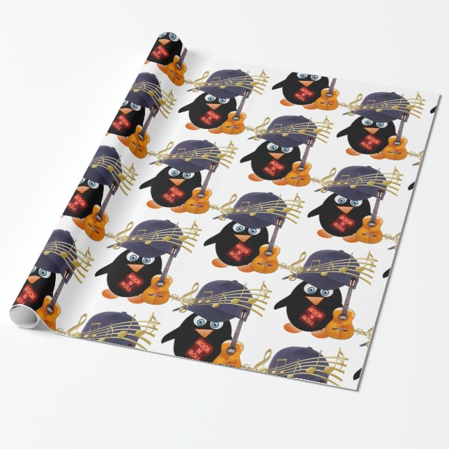 De Presente Papel Brilhante, violão Rock n Roll Penguin (Desenrolado)