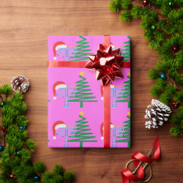 De Presente Papel Cor-de-rosa que enrola Chrismukkah