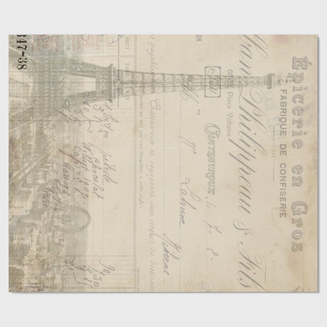 De Presente Papel das coisas efêmeras 60lb Decoupage da torre (Aberto)