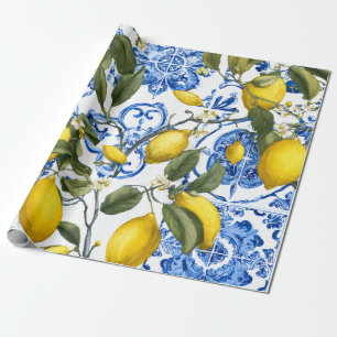 De Presente Papel Decorativo Limão Mediterrâneo para Embrulho