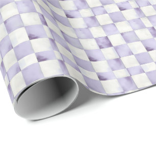 De Presente Papel Decorativo para Presentes Xadrez Roxo