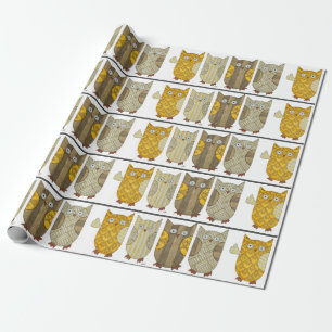 De Presente Papel Dourado para enrolar quatro corujas