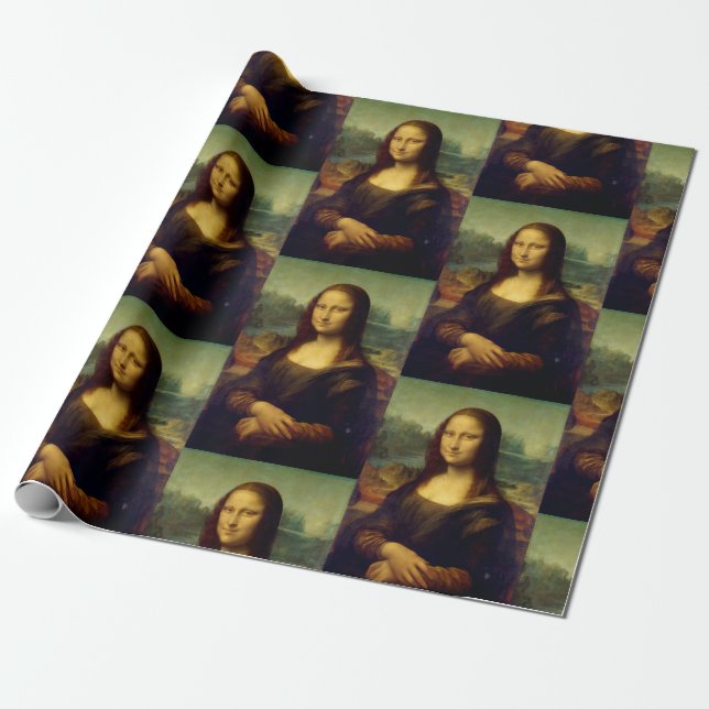 De Presente Papel embrulhado com Impressão Mona Lisa (Desenrolado)