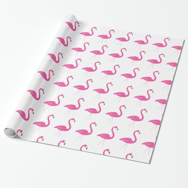 De Presente Papel Flamingo Rosa e Branco (Desenrolado)