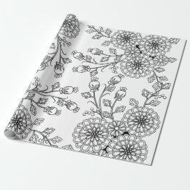 De Presente Papel floral branco bonito da coloração do preto |