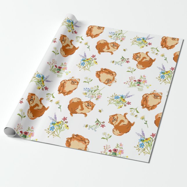 De Presente Papel Floral Fluffy Dog Wraping (Desenrolado)
