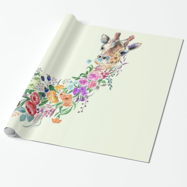 De Presente Papel Floral Girafa (Desenrolado)