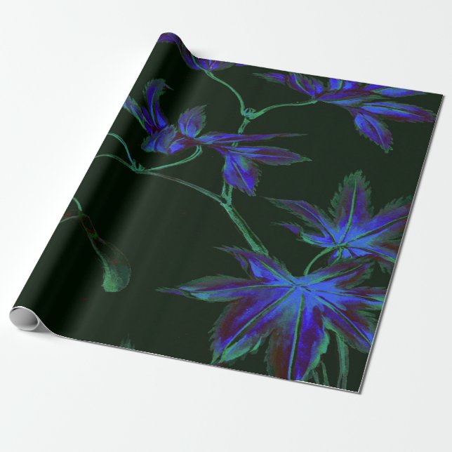 De Presente Papel florante japonês azul e verde (Desenrolado)
