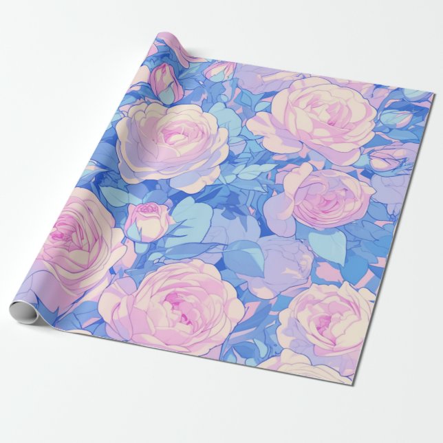De Presente Papel floreado Pastel Lofi - Aniversário da Menina (Desenrolado)
