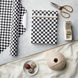 De Presente Papel Glamouroso Preto com Brilho e Xadrez Branco
