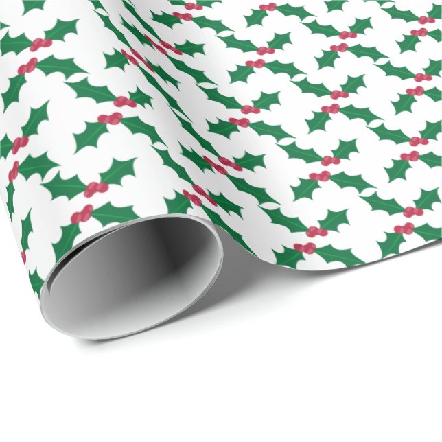De Presente Papel Holly Leaf Pattern Wraping (Ponta do rolo)