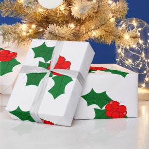 De Presente Papel Holly Wrapping