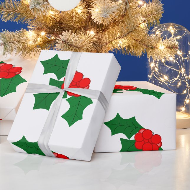 De Presente Papel Holly Wrapping (Feriados)