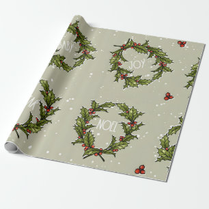 De Presente Papel Holly Wreath Wrapping