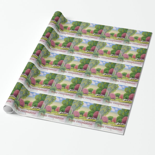 De Presente Papel italiano do envoltório da paisagem do verde (Desenrolado)