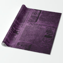 De Presente Papel jornal vintage roxo e preto com textura desg