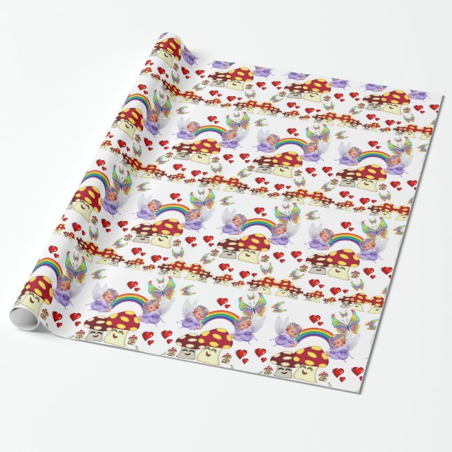 De Presente Papel Luminoso Para Envolver, Cogumelos Anjo Borbo (Desenrolado)